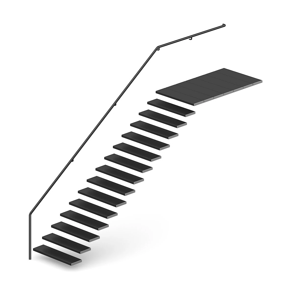black metal stairs 2 3D Model .c4d .max .obj .3ds .fbx .stl .blend 