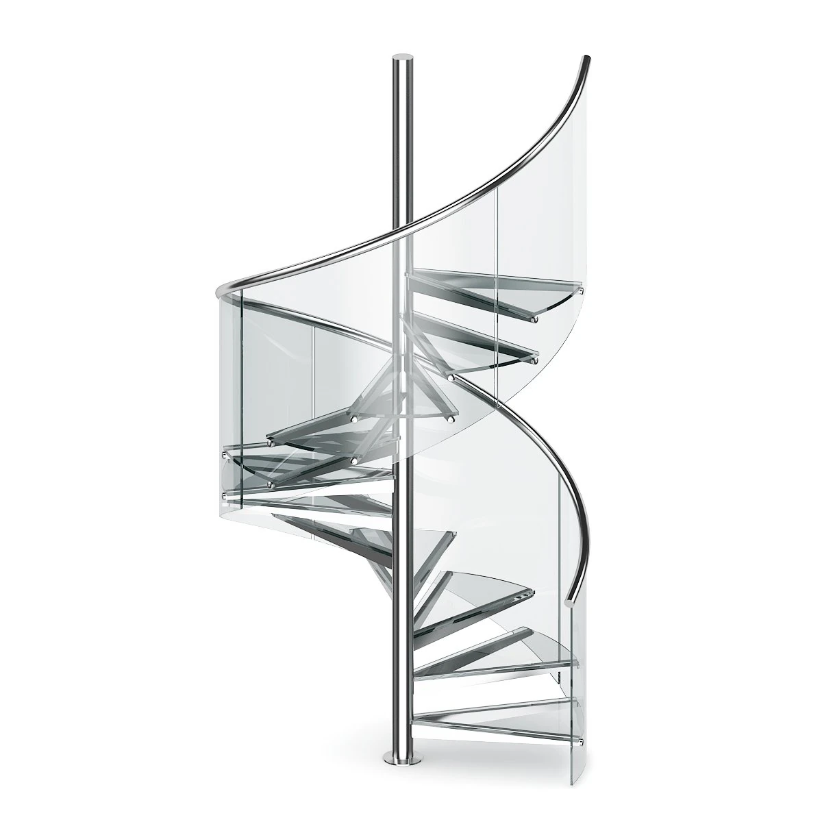glass spiral stairs 3D Model .c4d .max .obj .3ds .fbx .stl .blend 