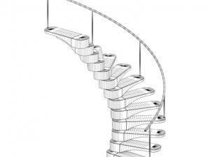 wooden spiral stairs 5 Model 3D