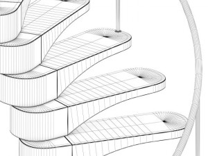 wooden spiral stairs 5 Model 3D