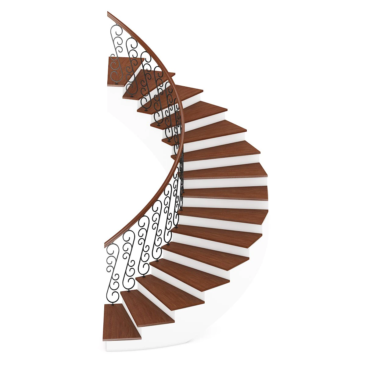 wooden spiral stairs 7 3D Model .c4d .max .obj .3ds .fbx .stl .blend 