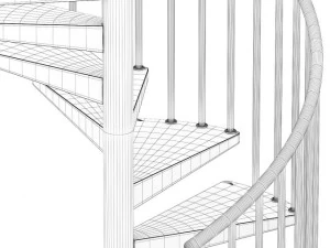 black narrow spiral stairs 3D Model