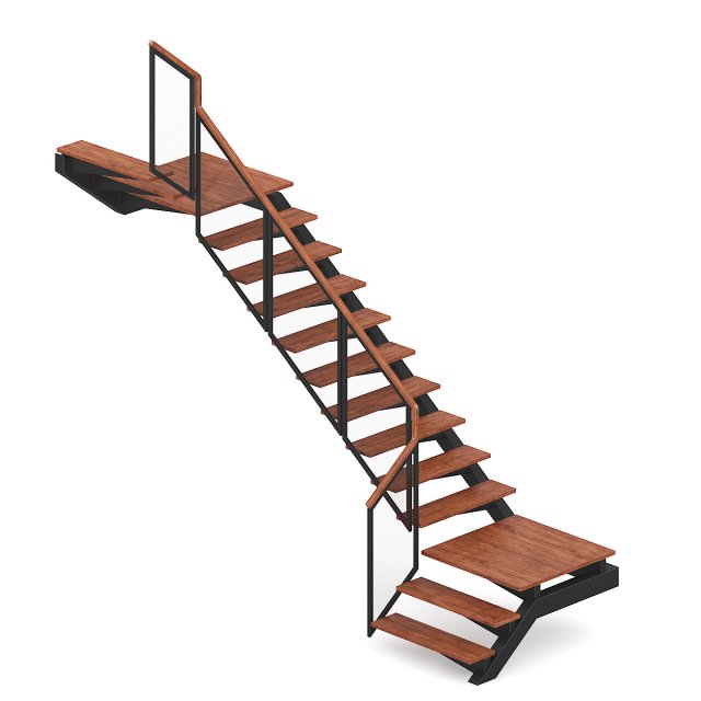 wooden stairs 14 3D Model .c4d .max .obj .3ds .fbx .stl .blend 