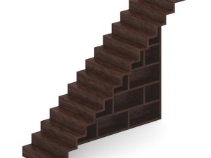 wooden stairs with bookshelf 3D Model