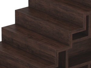 wooden stairs with bookshelf 3D 模型
