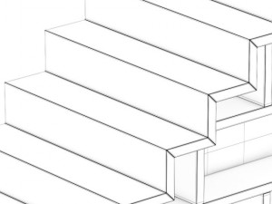 wooden stairs with bookshelf 3D 模型