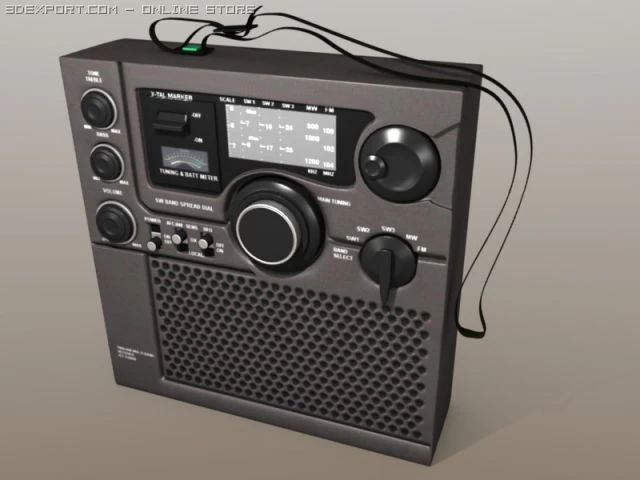 Sony icf 5900w multi band receiver 3D Model .c4d .max .obj .3ds .fbx .stl .blend 