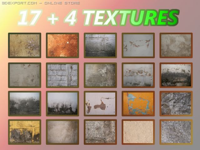 17 old walls hihes textures pack Texturas CG .c4d .max .obj .3ds .fbx .stl .blend 