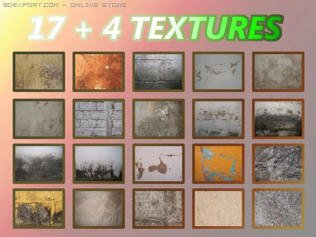 17 old walls hihes textures pack CG Textures .c4d .max .obj .3ds .fbx .stl .blend 