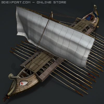 greek ancient ship Model 3D .c4d .max .obj .3ds .fbx .stl .blend 