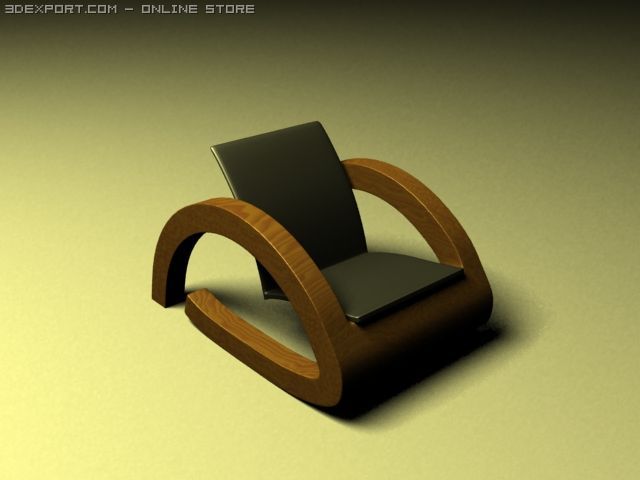 wooden chai whit black seat 3D Модель .c4d .max .obj .3ds .fbx .stl .blend 