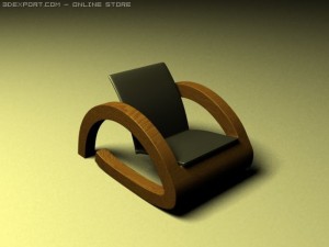 wooden chai whit black seat 3D Модель