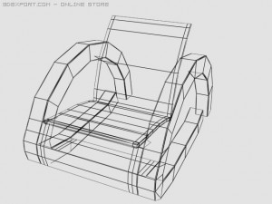 wooden chai whit black seat 3D Модель