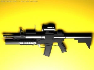 low poly machine  m203 3D Model