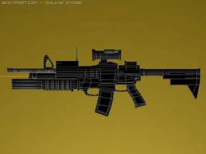 low poly machine  m203 3D Model