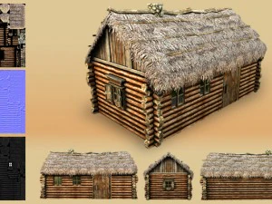 木茅草屋 3D 模型