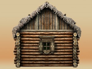 wooden thatch house 3D 模型