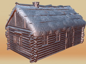 wooden thatch house 3D 模型