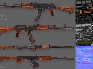 ak-74 assault rifle 3D 모델