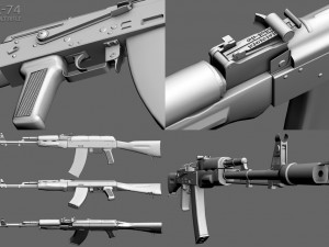 ak-74 assault rifle 3D 모델