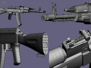 ak-74 assault rifle 3D 모델