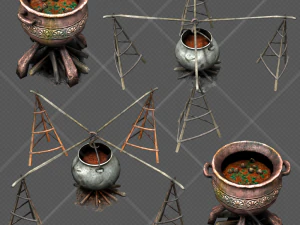 camp fire cauldron CG Textures