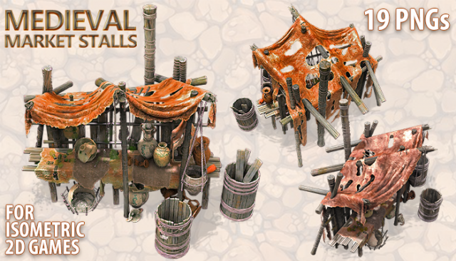 medieval market stalls v2 Texturas CG .c4d .max .obj .3ds .fbx .stl .blend 