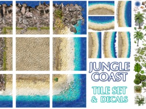 2d jungle coast tile set and decals 3D मॉडल