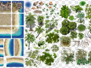 2d jungle coast tile set and decals 3D Model