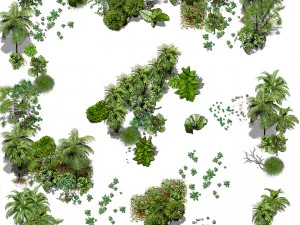 2d jungle coast tile set and decals 3D Model