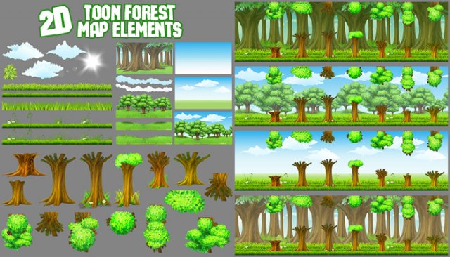2d toon forest Model 3D .c4d .max .obj .3ds .fbx .stl .blend 