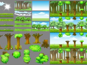 2d toon forest Model 3D