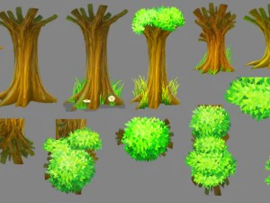 2d toon forest 3D Model