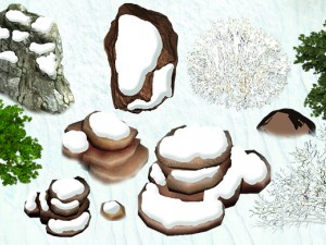 2d toon and realistic winter game backgrounds 3D Model