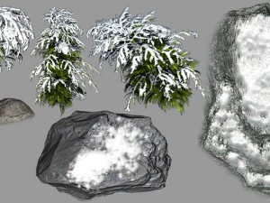 2d toon and realistic winter game backgrounds 3D Model