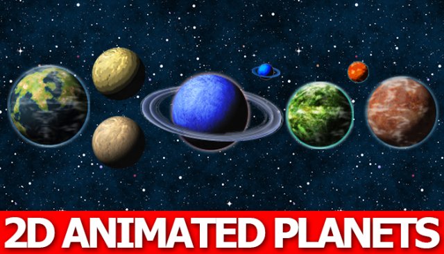 2d animated planets 3Dモデル .c4d .max .obj .3ds .fbx .stl .blend 
