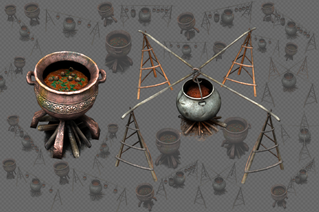 camp fire cauldron Model 3D .c4d .max .obj .3ds .fbx .stl .blend 