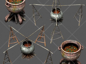 camp fire cauldron Model 3D