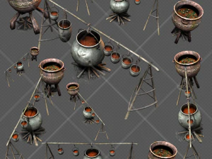 camp fire cauldron 3D Model