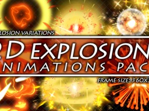 2d explosions animations pack Modèle 3D