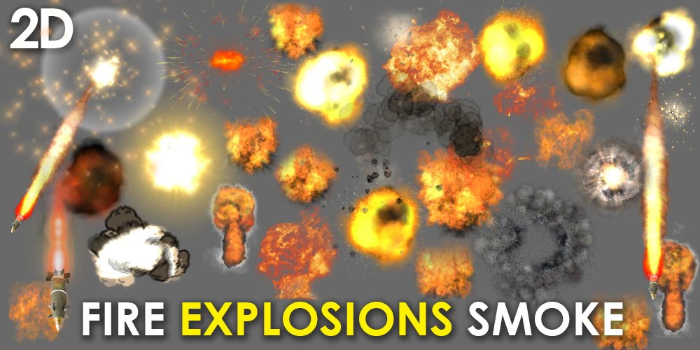 2d explosion fire smoke 3D Model .c4d .max .obj .3ds .fbx .stl .blend 