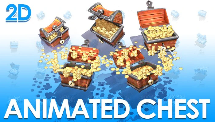 2d gold chest 3D Model .c4d .max .obj .3ds .fbx .stl .blend