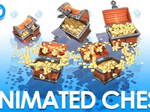 2d gold chest 3D Model