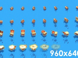 2d gold chest 3D Model