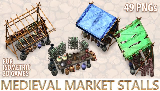 medieval market stalls 3D Модель .c4d .max .obj .3ds .fbx .stl .blend 