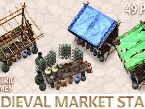 medieval market stalls 3D मॉडल