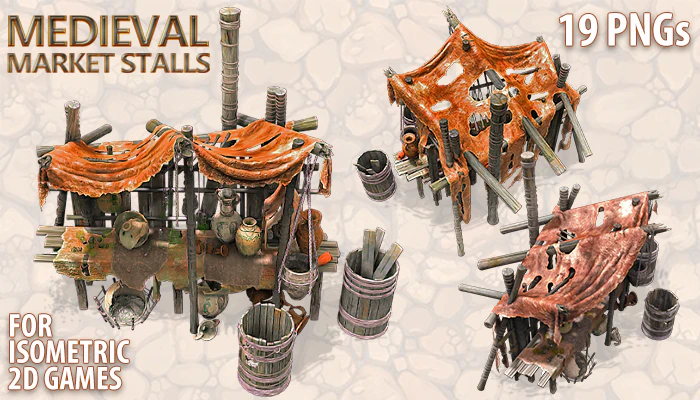 medieval market stalls 2 3D Model .c4d .max .obj .3ds .fbx .stl .blend