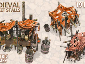 medieval market stalls 2 3D Model