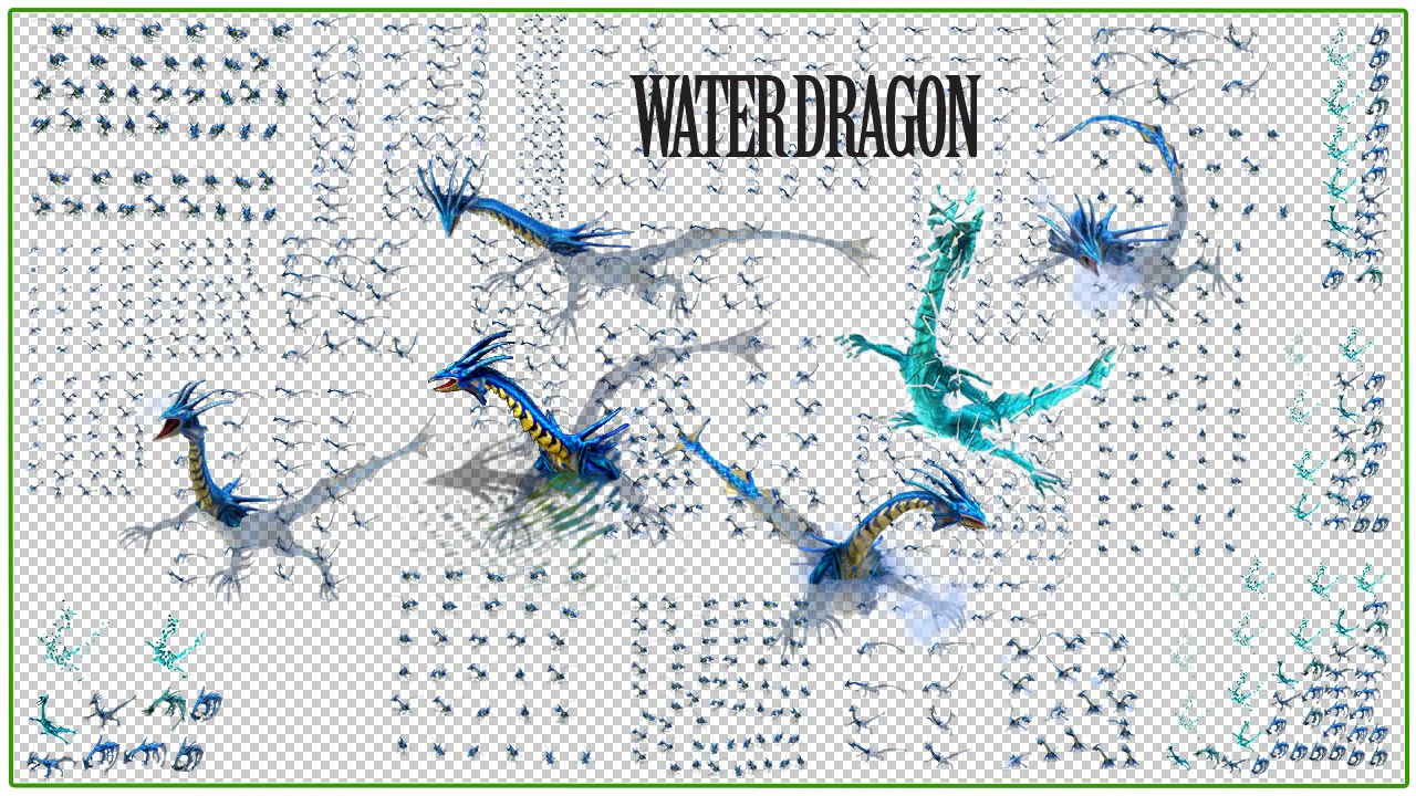 2d water dragon 3D Model .c4d .max .obj .3ds .fbx .stl .blend 