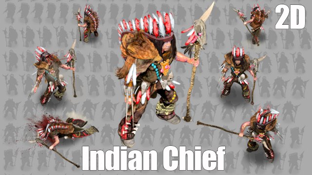 2d indian chief Modello 3D .c4d .max .obj .3ds .fbx .stl .blend 